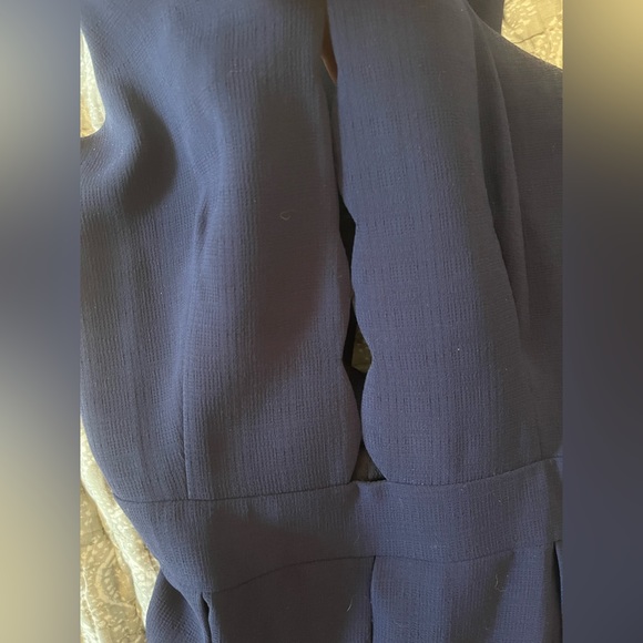 Blue Knee Length Skater Dress with Scallop Cutout - Picture 3 of 4